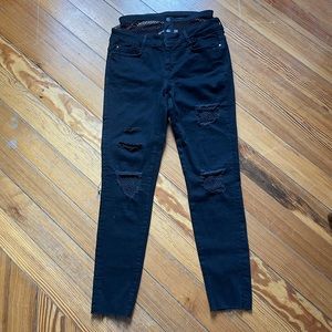 Zara Basic Z1975 Denim Black Jeans Mesh Waist